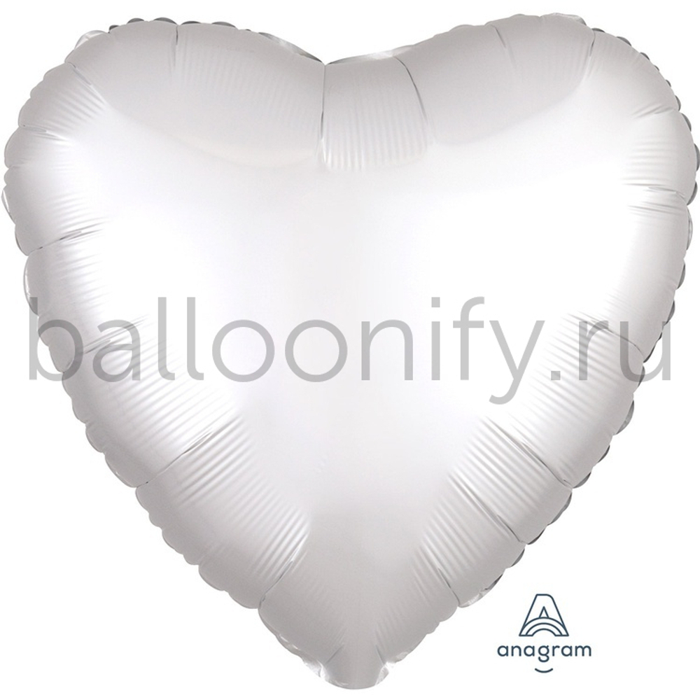 Фольгированная фигура, сердце, 18"/46СМ Сатин White