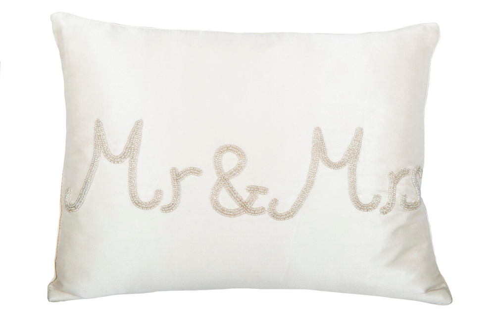 Подушка Mr & Mrs декоративная бисер Gingerlily 30x40 Белый