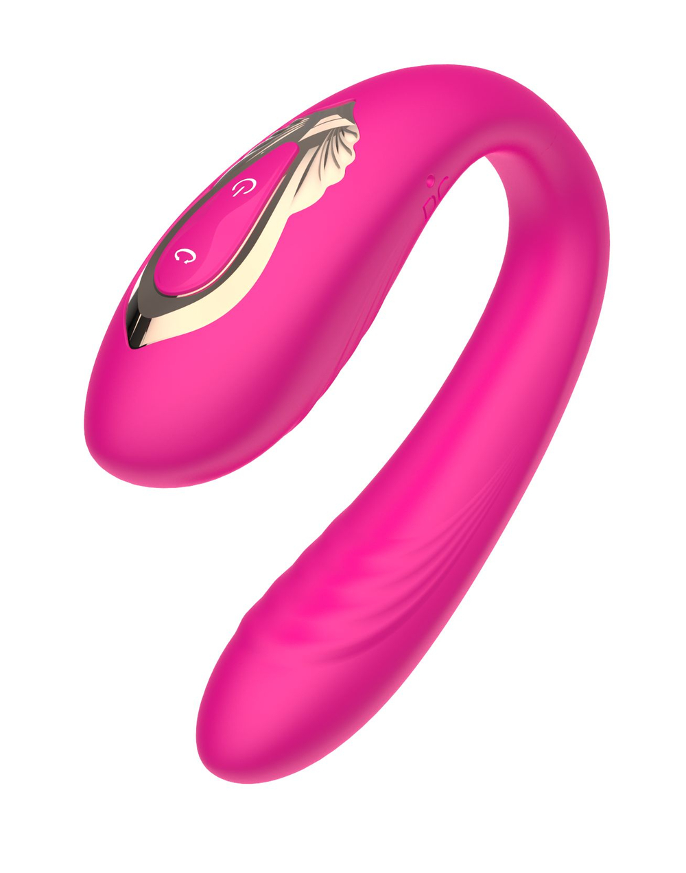 Розовый U-образный вибратор с вращающейся вагинальной частью (Цвет: розовый)