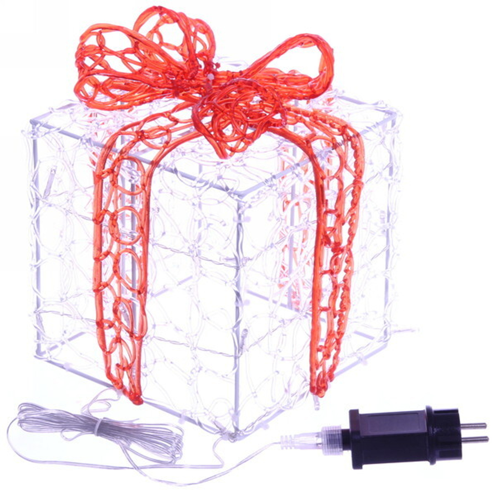 Фигура светодиодная «Подарок» 19 см, 20 ламп LED, IP-65, Белый/красный