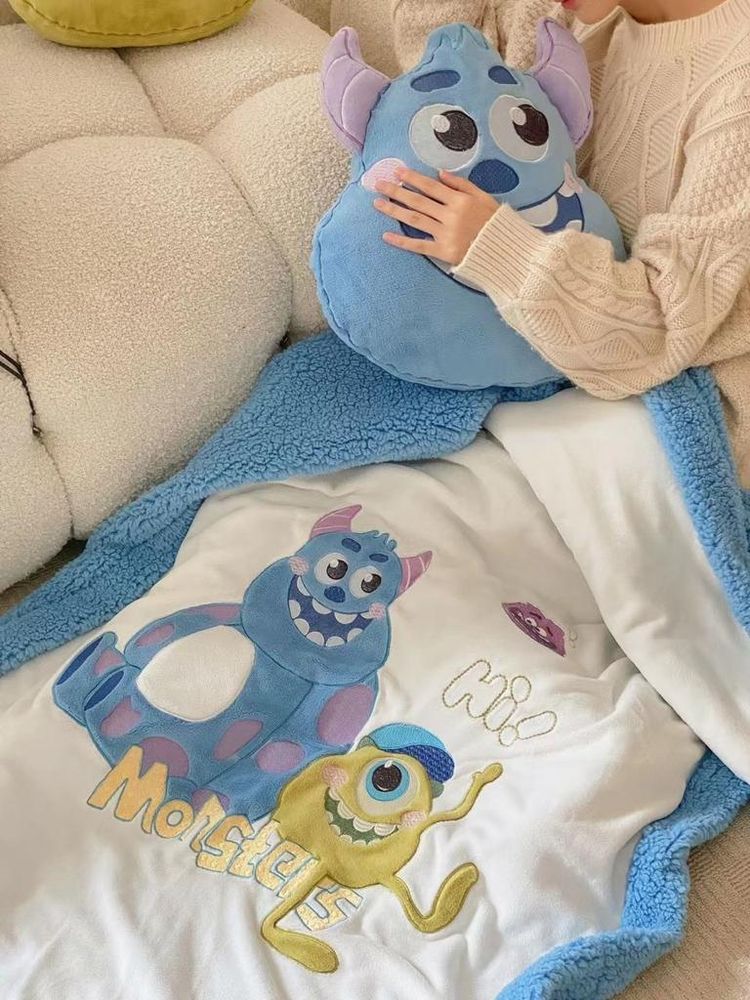 ZEPHYR HOME Плед-покрывало велюровое Disney 150х200 с подушкой Монстры