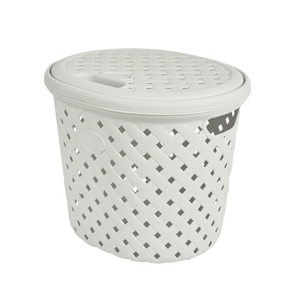 Корзина для белья Plast Team Rattan 14л 325х280х280 мм молочный туман