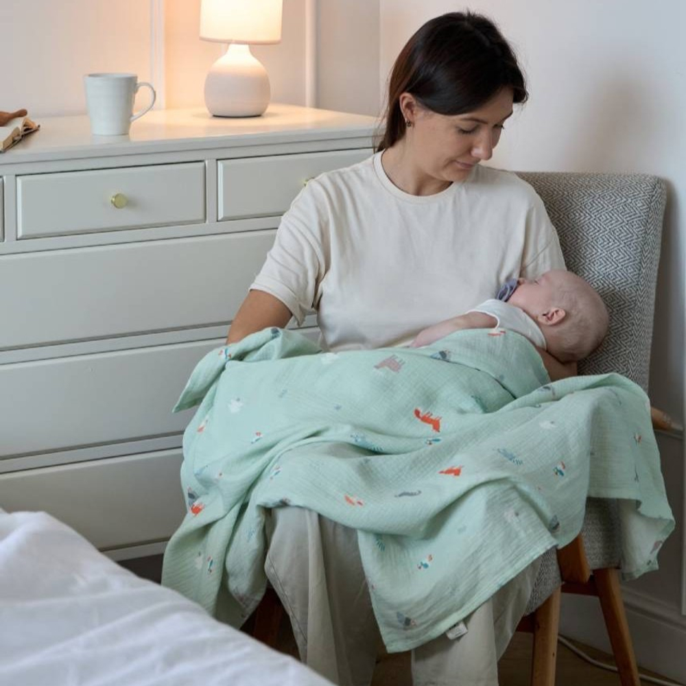 Пелёнки муслиновые BUBA KIDS, 2 шт., Северный лес/ сливочный, 75х115