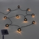 Гирлянда для улицы «Солнечный виток» 4 м 10 ламп LED (4*5 см) чёрн.пров, 2 реж.,IP-54, Теплый белый (солнечная батарея)