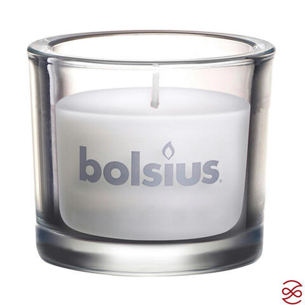 Свеча в стекле Bolsius Classic 80/92 белая - время горения 29 часов
