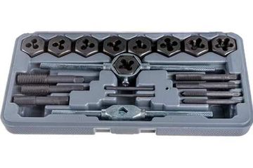 Набор метчиков и плашек М3 - М12, плашко-метчикодержатель (20 предметов в пласт. боксе) SPARTA 773105