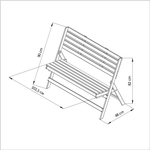 Складная скамья для дачи и дома Петра, деревянная со спинкой, из массива сосны, 103х88х47