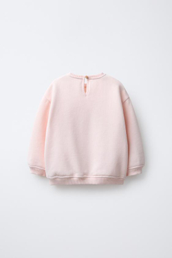 ZARA ТОЛСТОВКА С БАНТОМ ИЗ ВЕЛЬВЕТА, РОЗОВЫЙ