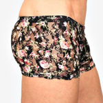 Мужские трусы-боксеры в сеточку с цветочным узором (Размер: S) (Цвет: черный)