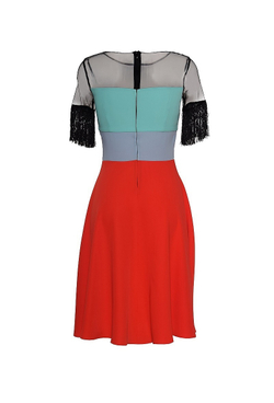 Многоцветное платье с юбкой трапеция 09-16SS