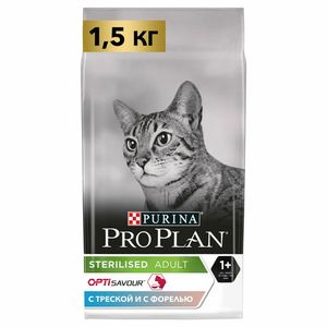 Уценка! Срок до 05.2024/ Сухой корм для кошек Pro Plan Sterilised для стерилизованных кошек с треской и форелью