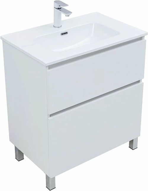 Тумба с раковиной Aquanet Вега 70 344122+330430 белая глянцевая