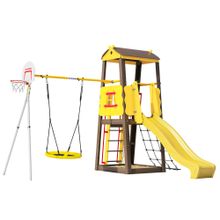 Детский спортивный комплекс для дачи ROMANA Избушка NEW (с качелями гнездо)