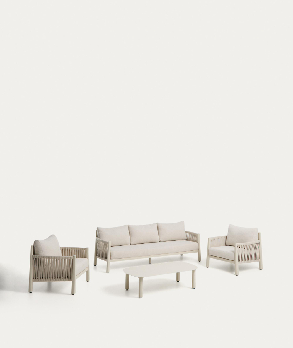 Комплект садовой мебели Aleria из бежевого алюминия и веревки