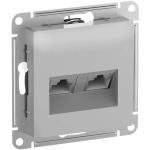 ATLASDESIGN РОЗЕТКА двойная компьютерная RJ45+RJ45 кат. 6А, механизм, АЛЮМИНИЙ