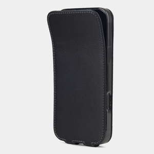 Кожаный чехол для iPhone 16 Pro, теленок черного цвета