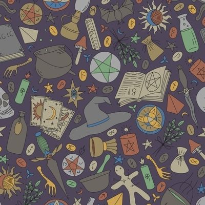 МАГИЧЕСКИЕ АТРИБУТЫ НА ФИОЛЕТОВОЙ ТКАНИ
