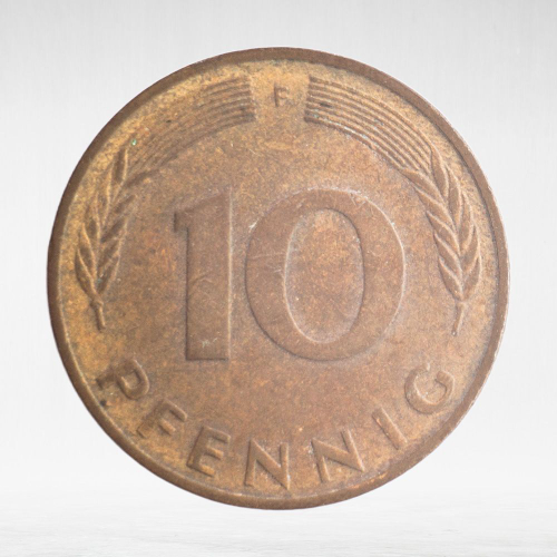 Germany, 10 Pfennigs, 1987, (Stuttgart Mint - "F"), VF