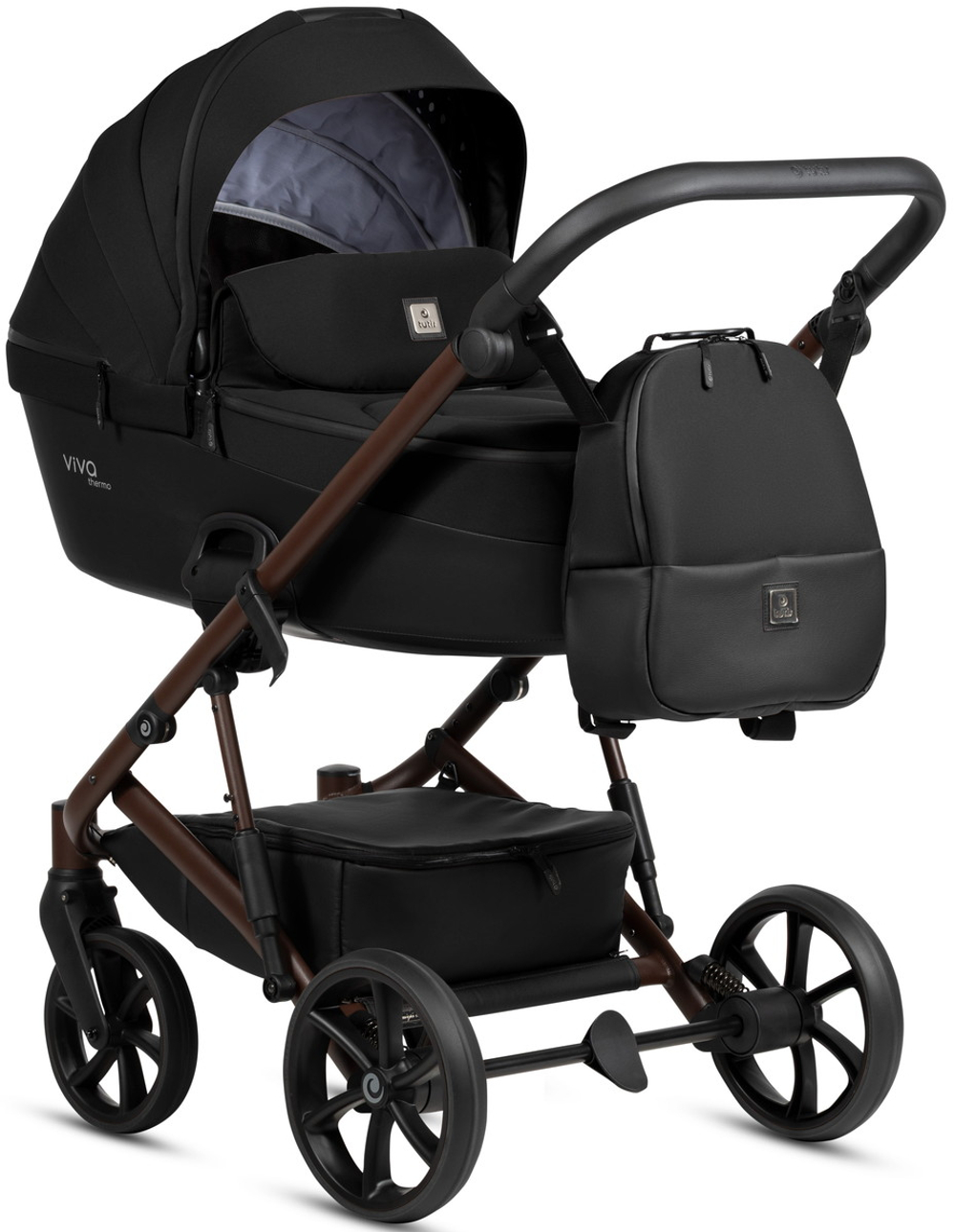 Детская коляска Tutis Viva 6 Plus Essential 3 в 1 с автокреслом Beno Black 1612070 Caviar