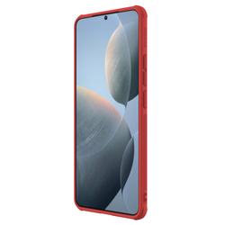 Усиленный двухкомпонентный чехол красного цвета от Nillkin для Xiaomi Poco F6 Pro, серия Super Frosted Shield Pro
