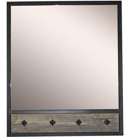 Зеркало с крючками "Сосна посадена"/черный матовый