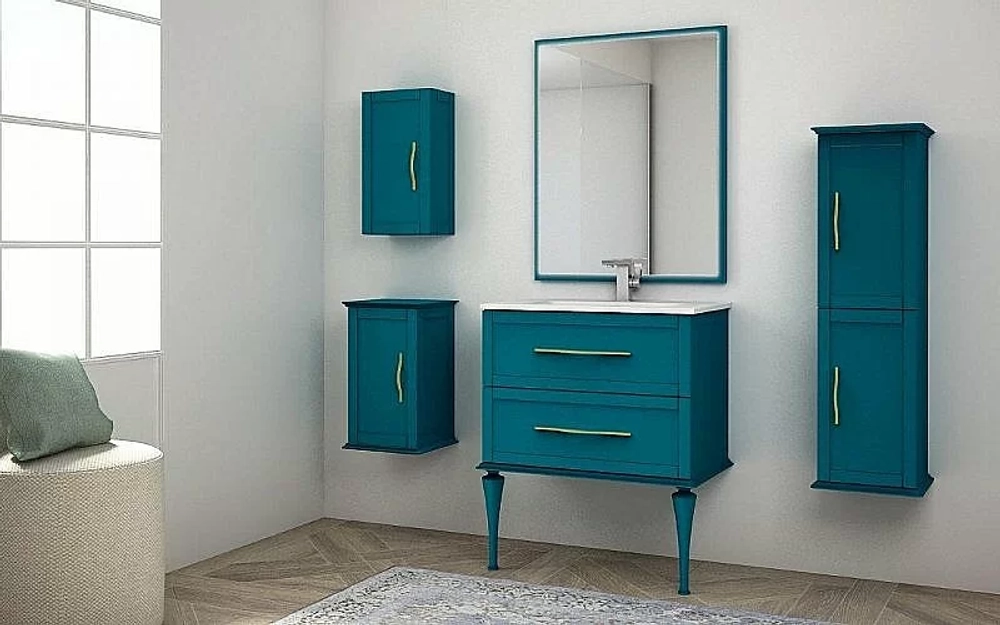 Тумба с раковиной из искусственного мрамора Cezares TIFFANY 75 Blu Petrolio