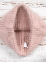 шапка вязаная бини ангора теплая демисезонная с отворотом