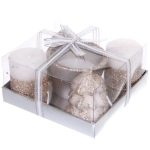 Свечи новогодние «Лесной микс» 11.5*11.5*5см (набор 5шт), Шампань