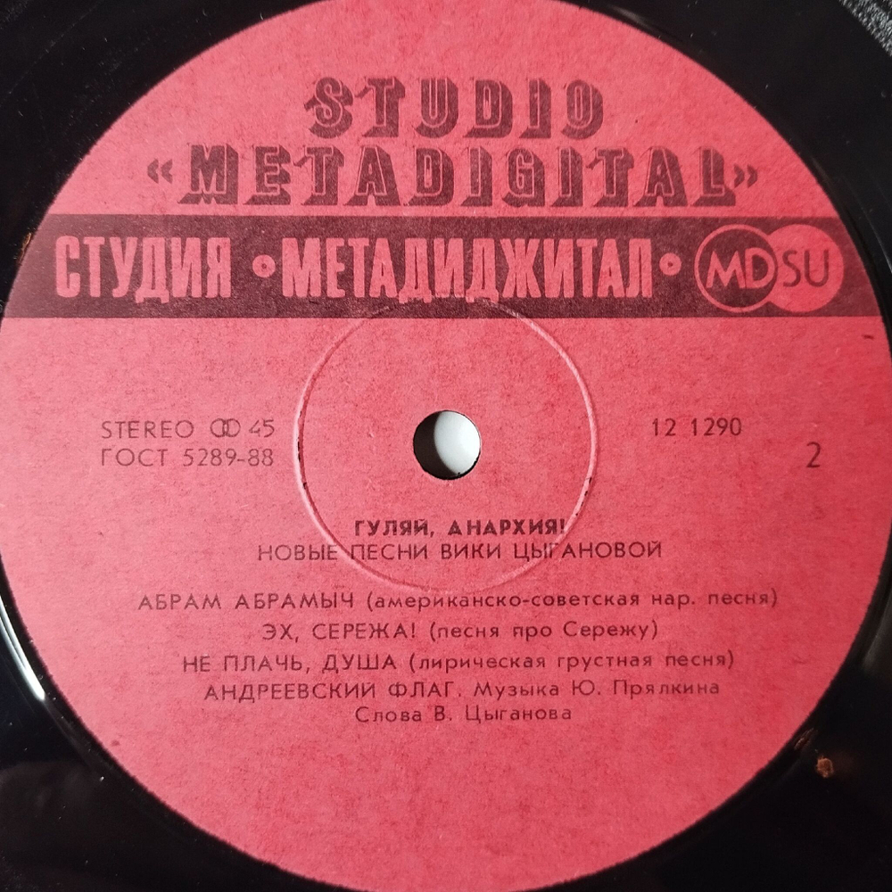 Винтажная виниловая пластинка LP Вика Цыганова Гуляй, Анархия (СССР 1991) Mini Album 45 RMP