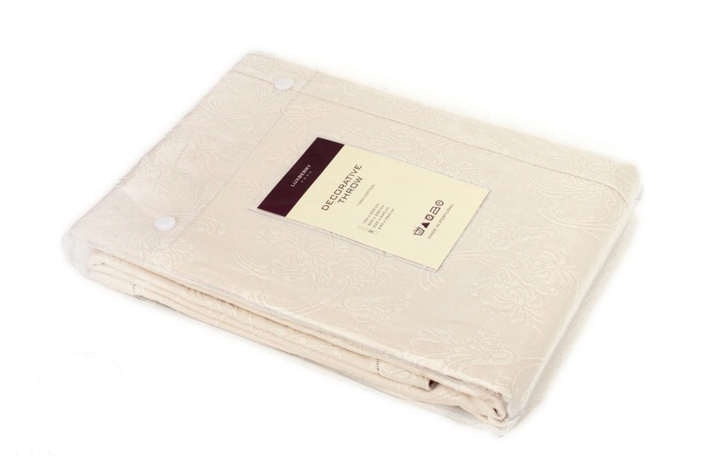 Набор покрывала и декоративных наволочек Luxberry Country экрю с мережкой