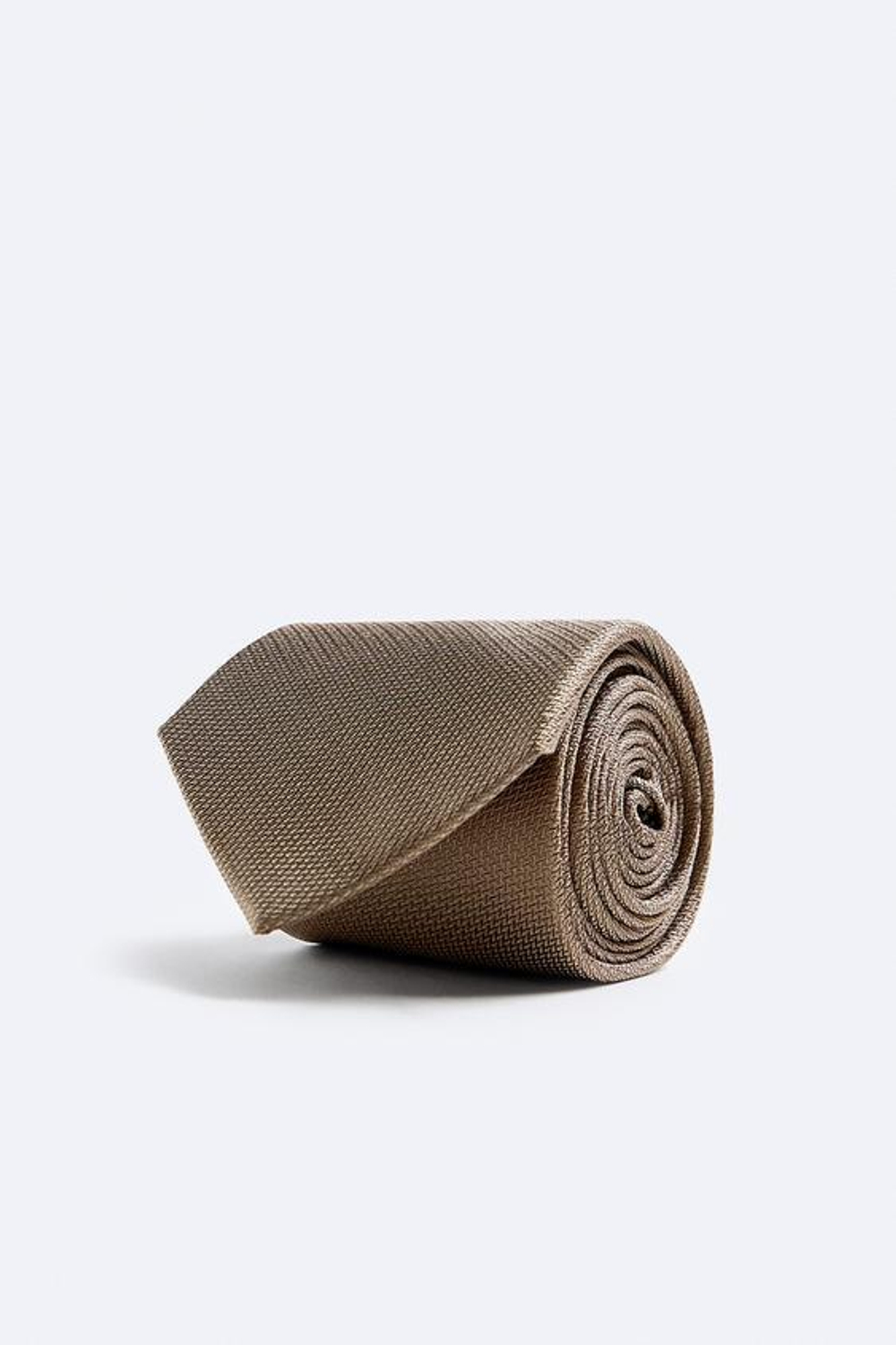 ZARA ГАЛСТУК ИЗ 100% ШЕЛКА С РЕЛЬЕФНЫМ УЗОРОМ, РЫЖЕВАТО-КОРИЧНЕВЫЙ