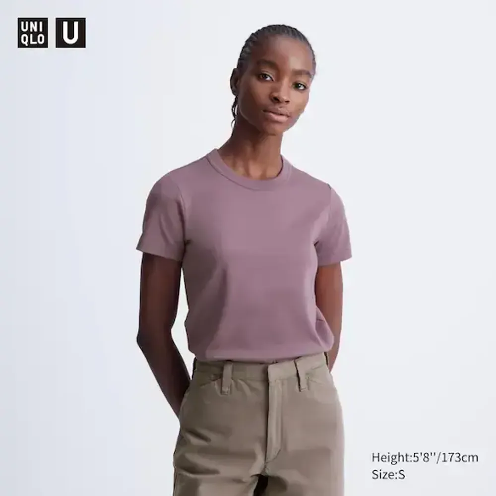 UNIQLO ФУТБОЛКА С КРУГЛЫМ ВЫРЕЗОМ, ФИОЛЕТОВЫЙ