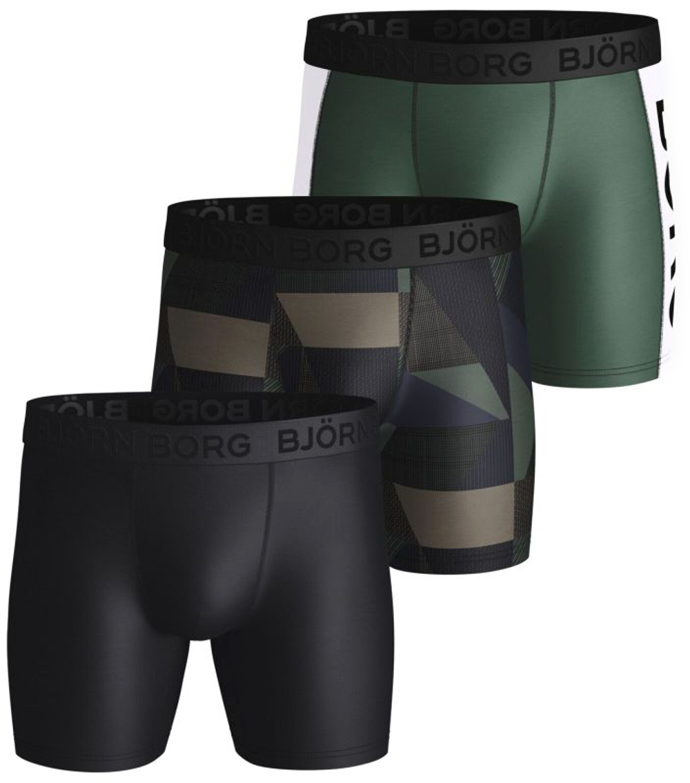 Боксерки теннисные Bjorn Borg Shorts Per BB Textured Block 3P - duck green