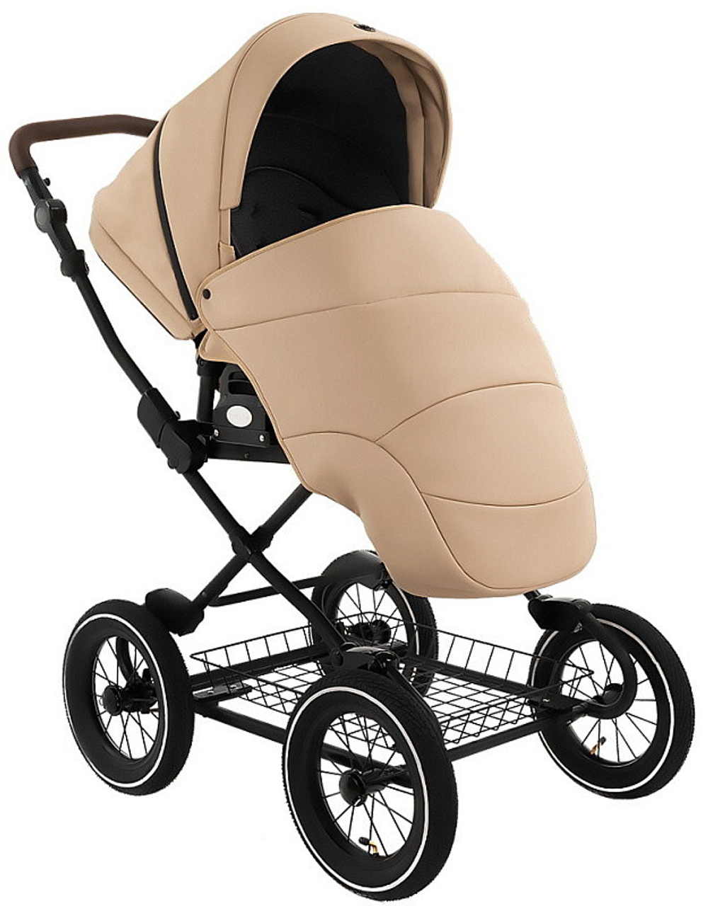 Детская коляска Roan Bass Next Classic Кожа d12 3 в 1 с автокреслом Elo Lux Black RCL302/1 Caramel