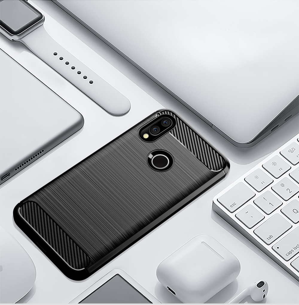 Чехол для Xiaomi Redmi 7 (Redmi Y3) цвет Black (черный), серия Carbon от Caseport