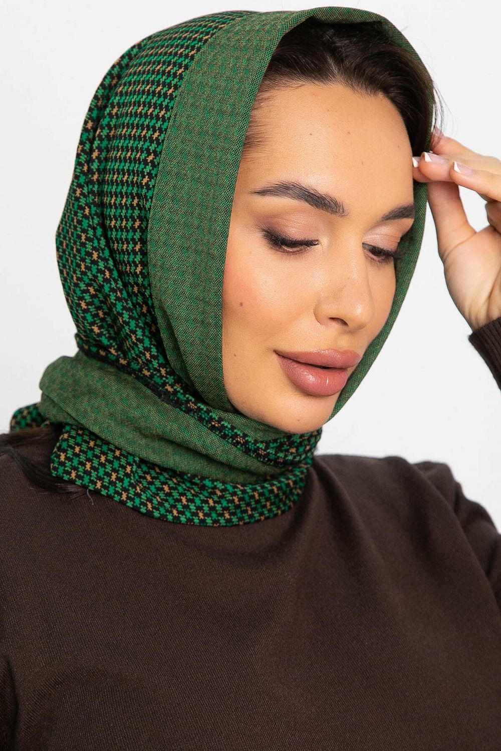 Косынка с отворотом (зелено-бежевая) КО18-23М LT Collection