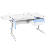 Растущая парта с навесной тумбой, задними и боковой полками Дэми СУТ 25-05-Б1 (1500×880 мм)