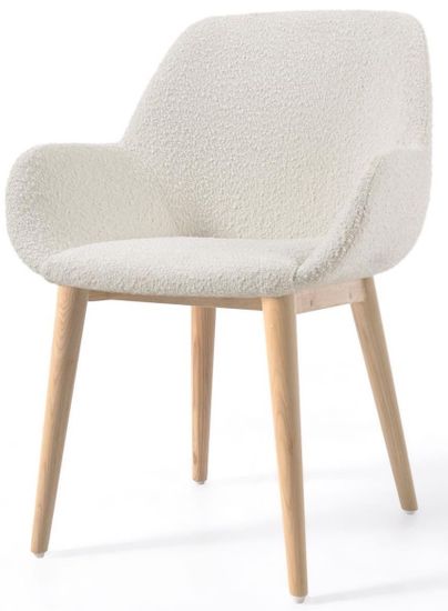 Стул Konna из белой ткани букле с ножками из массива ясеня La Forma Испания 