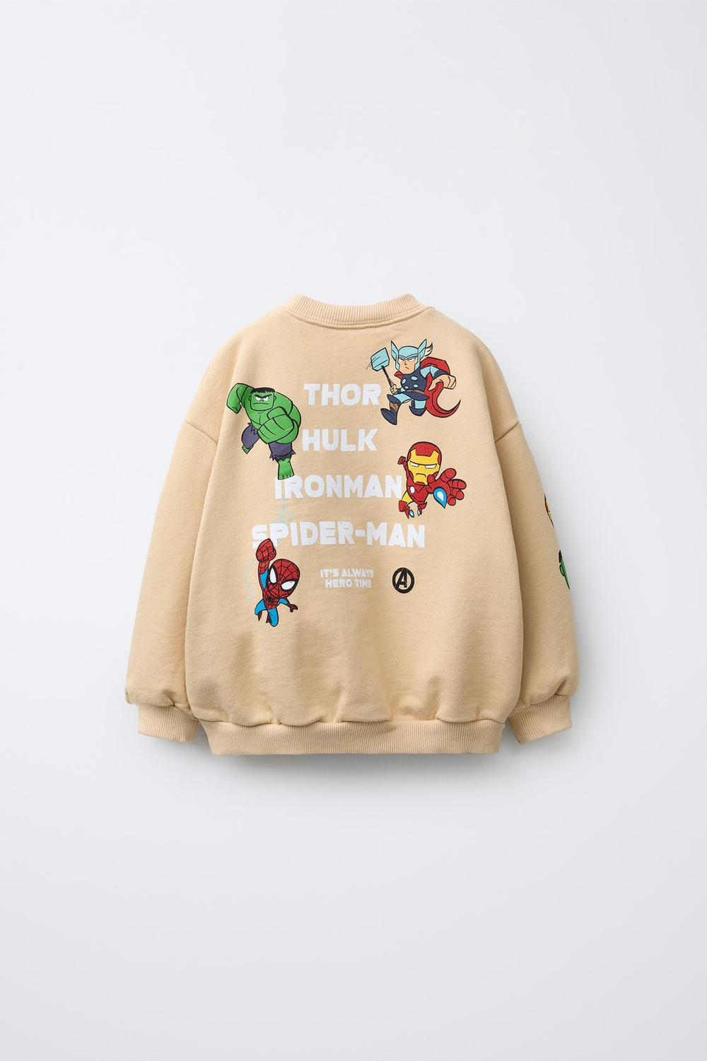 ZARA ТОЛСТОВКА С ПРИНТОМ THE AVENGERS © MARVEL, СВЕТЛО-БЕЖЕВЫЙ