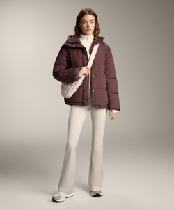 OYSHO Теплые расклешенные брюки с высокой посадкой и карманами, экрю