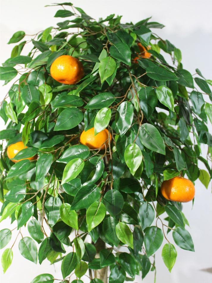 Искусственное дерево Мандарин 190 см в высоком круглом белом кашпо