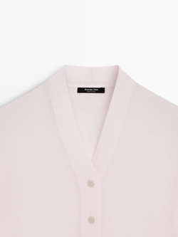 Massimo Dutti Трикотажный кардиган из смесовой шерсти, пастельно-розовый