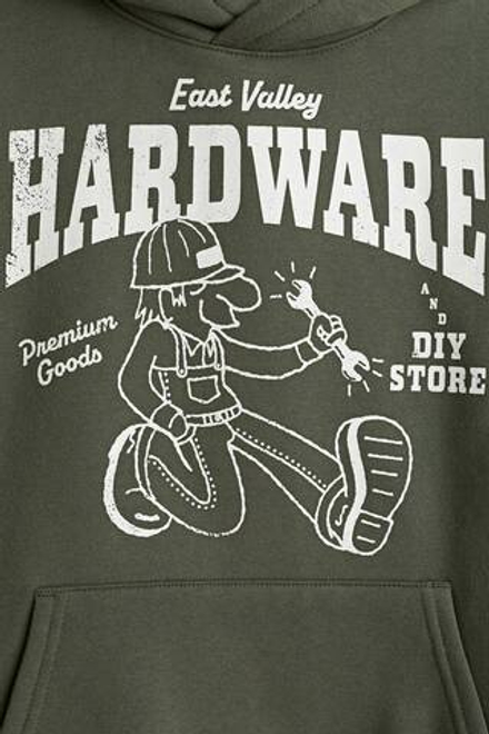 H&M Толстовка с капюшоном и принтом, хаки