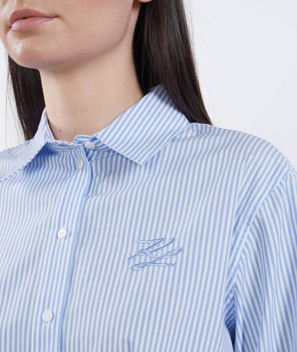 Платье Striped shirt dress with logo embroidery Karl Lagerfeld - голубой(231W1301)