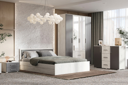 Шкаф четырехстворчатый Фиеста (1600), Графит, Дуб Крафт белый