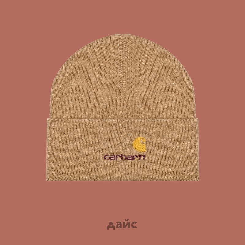 Шапка Carhartt WIP American Script Beanie артикул:I034235_peanut - купить в магазине Дайс