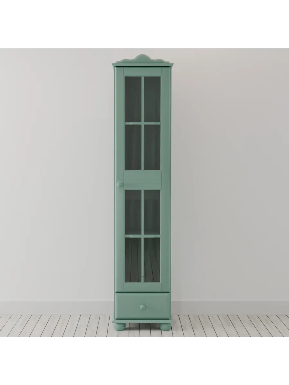 Dipriz Шкаф-витрина Бритта из сосны, однодверная, 182х40х32 см, эвкалипт