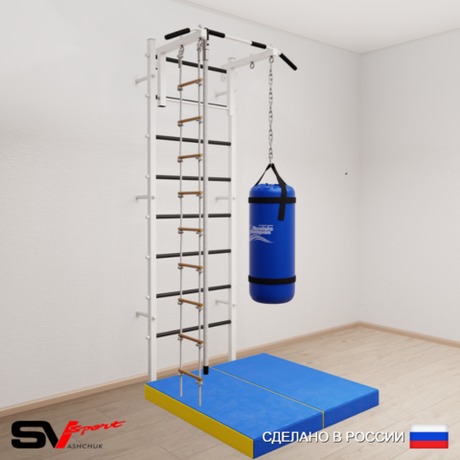 Шведская стенка Sv Sport 5146 (Турник стандарт/Канат/Лестница/Цепь/Мешок 22кг/Мат 1м)