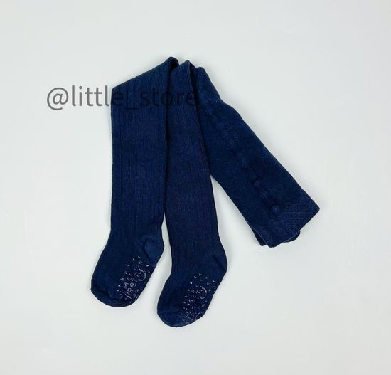 Колготки хлопковые "Полоска" со стоперами, Синие