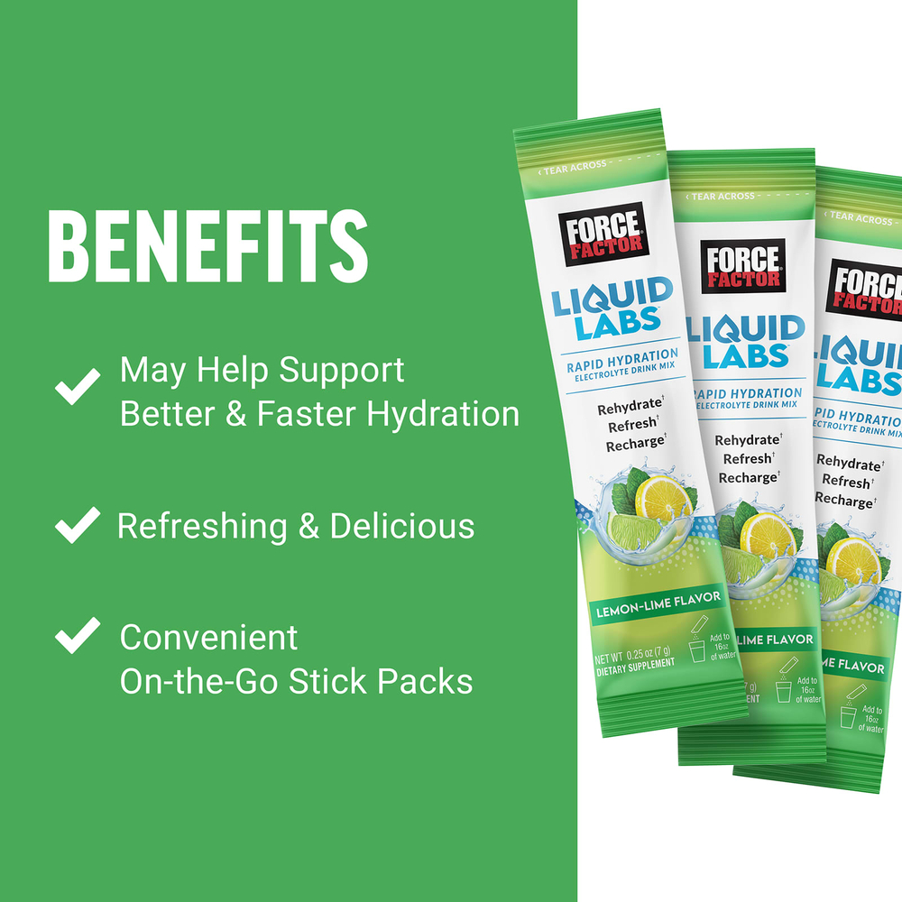 Force Factor, Liquid Labs, лимон и лайм, 20 пакетиков по 7 г (0,25 унции)
